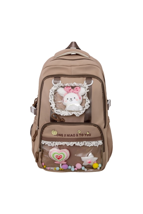 College Backpack 18.11 Inch Nylon Ita Bag Multi-pocket Durable for Work Travel Commute Daily Use (Coffee)