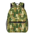 College Backpack for School Green Cat Camouflage Casual Laptop
