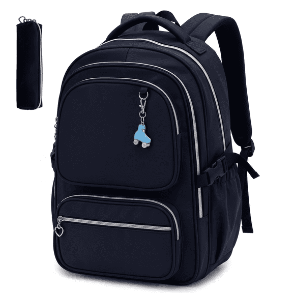College Backpack for Women, Large 32L School Backpack, Multi-Pocket Bookbag Fits 15.6 " Laptop, Navy