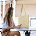 thumbnail image 1 of College Bags for Women, Fashionable Large Capacity Shopping Bag Casual Tote Bag Canvas Handbag and Corduroy Student Shoulder Bag for Women, Big Purses for Women, 1 of 5