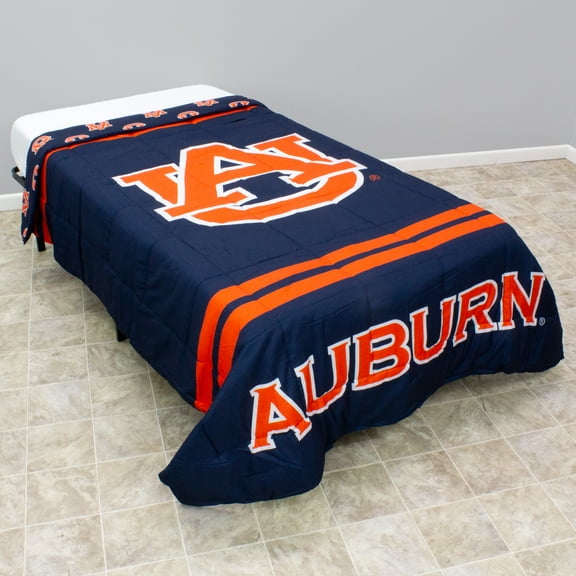 College Covers Auburn Tigers Reversible Big Logo Soft and Colorful Comforter Full