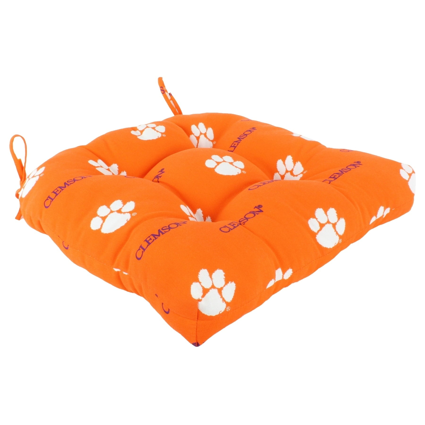 College Covers Clemson Tigers Patio Seat D Cushion 20" x 20", 2 Tie Backs