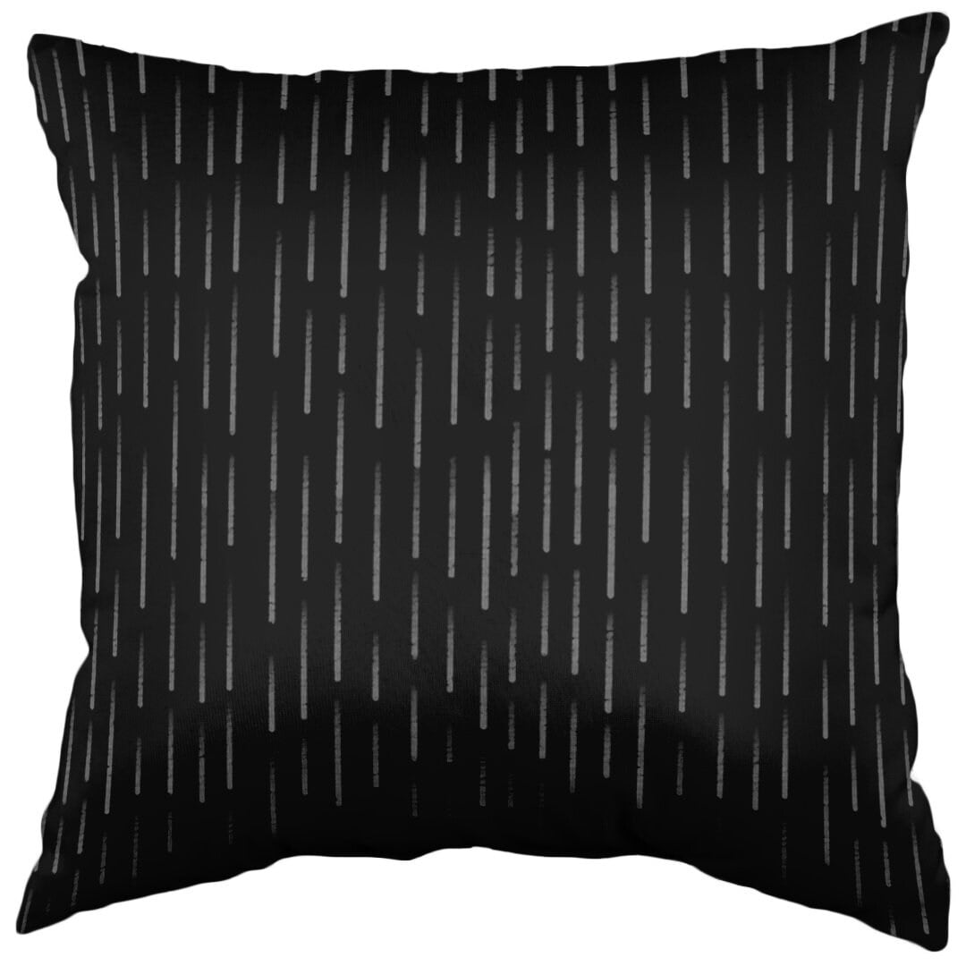 Black and White Polyester Dash Pattern Throw Pillow 16" x 16"