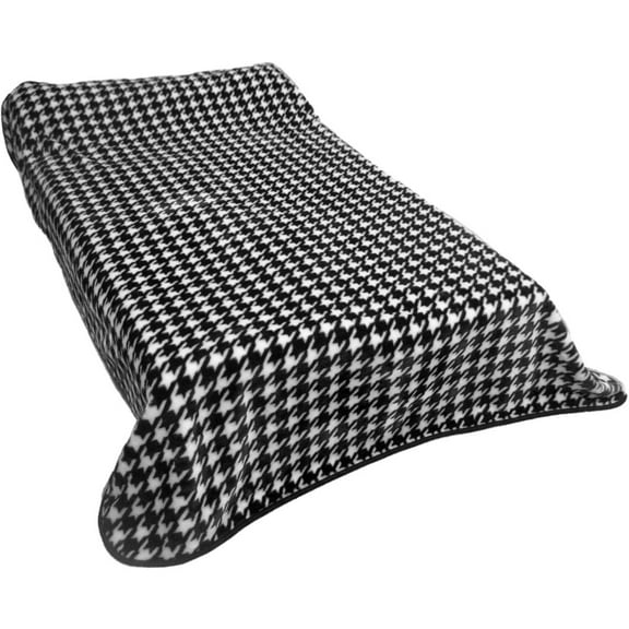 College Covers Houndstooth Huge Raschel Throw Blanket, Bedspread, 86" x 63"