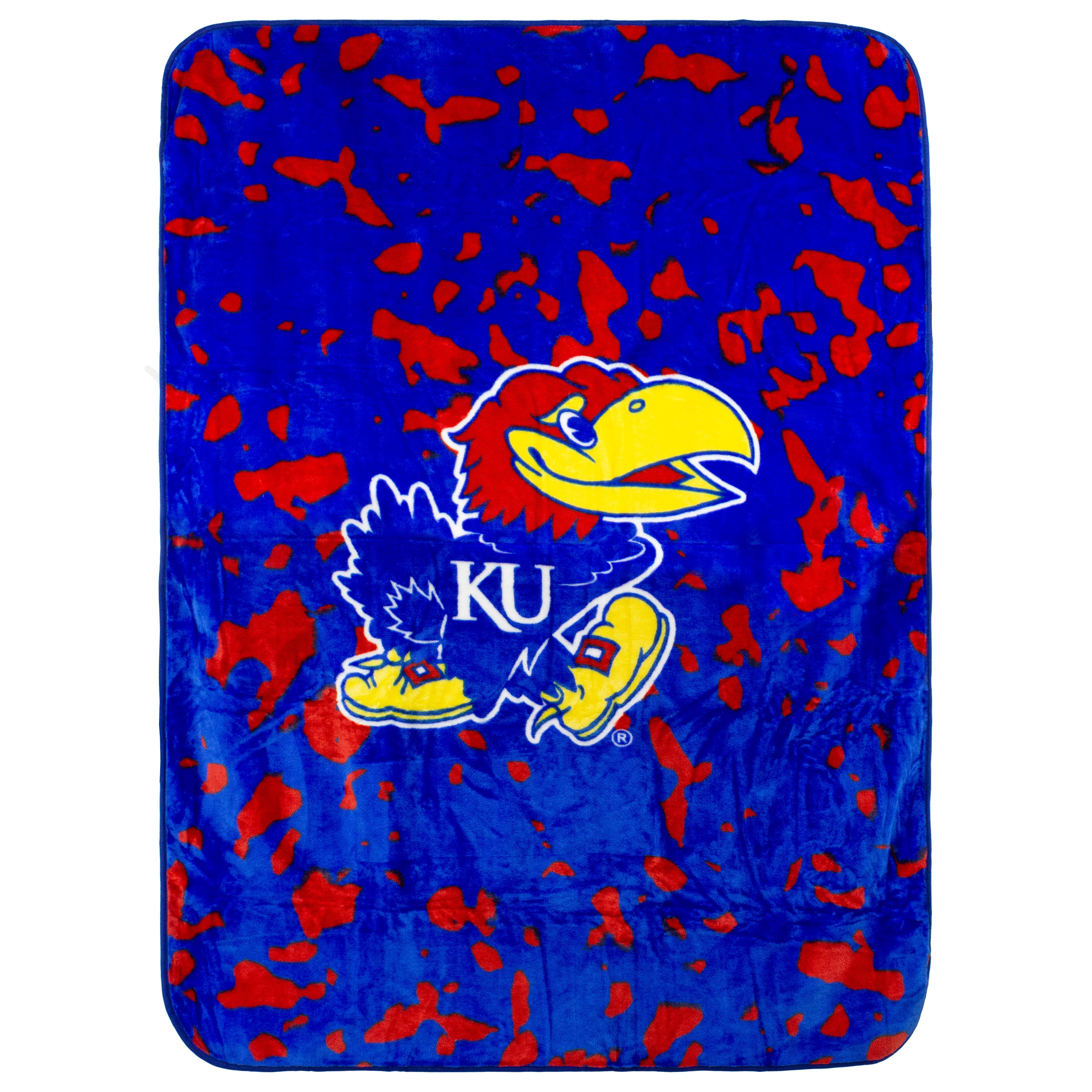 College Covers Kansas Jayhawks Huge Raschel Throw Blanket, Bedspread, 86" x 63"