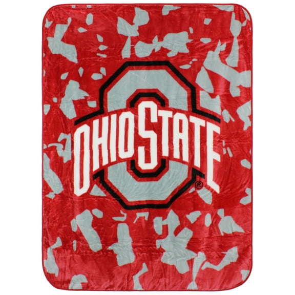 College Covers Ohio State Buckeyes Huge Raschel Throw Blanket, Bedspread, 86" x 63"