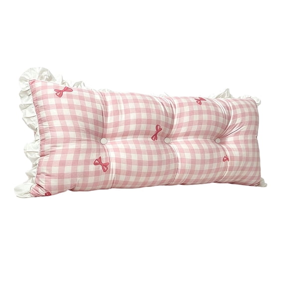 College Dorm Bed Bolster Pillow, Long Rectangular Headboard Reading Backrest Cushion with Ruffle Edge, Soft Supportive Pillow for Sitting in Bed Daybed Dorm Sofa and Lounge Areas