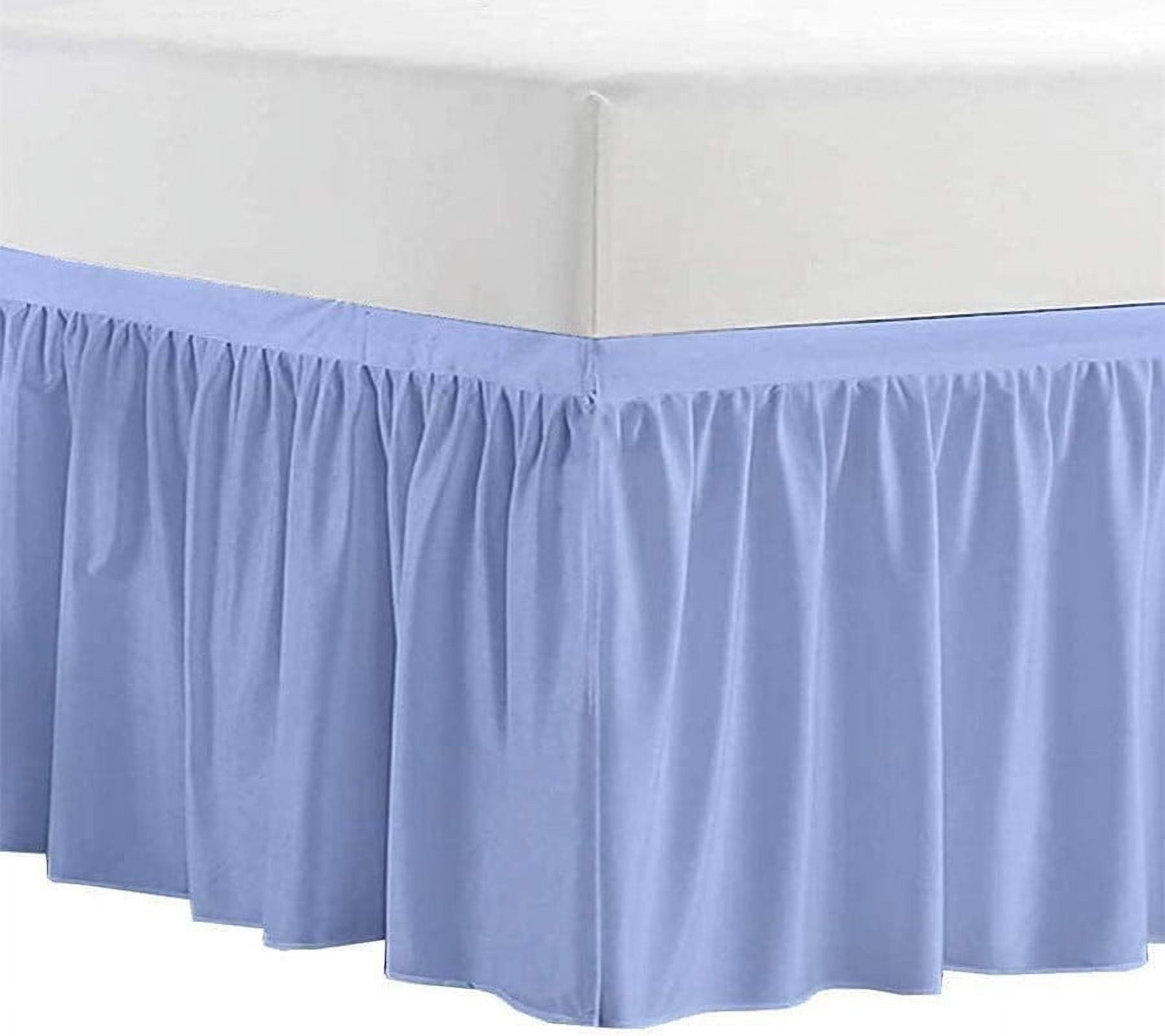 Noble Excellence Villa Prima Twin Bed Skirt – Mist Blue, 100% Cotton, 16" Drop
