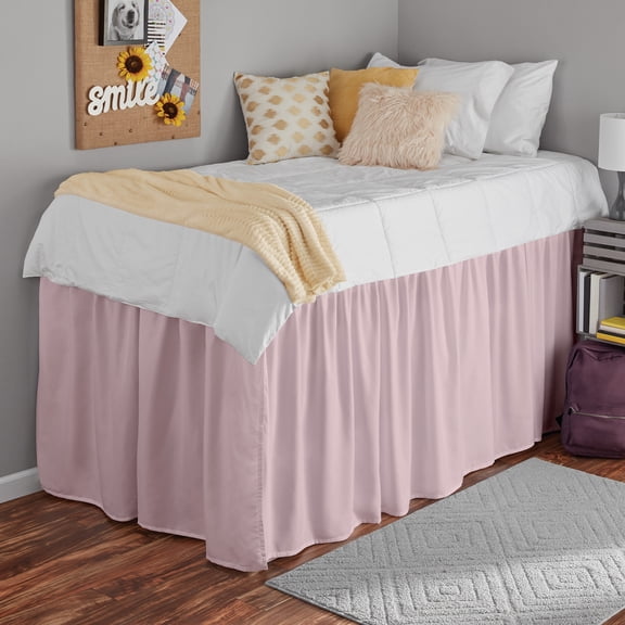 College Dorm Dust Ruffled Bed Skirt-Extra Long Extended Dorm Room Bed Skirt |100% Egyptian Cotton, 600-Thread Count| 24-Inch Drop| Extra Long Dorm Room Bed Skirt - [Pink, Twin XL/24 Drop]