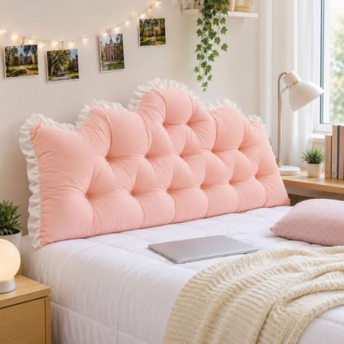 College Dorm Room Bed Bolster Pillow, Long Rectangular Reading Headboard Pillow with Soft Backrest Support for Sitting in Bed