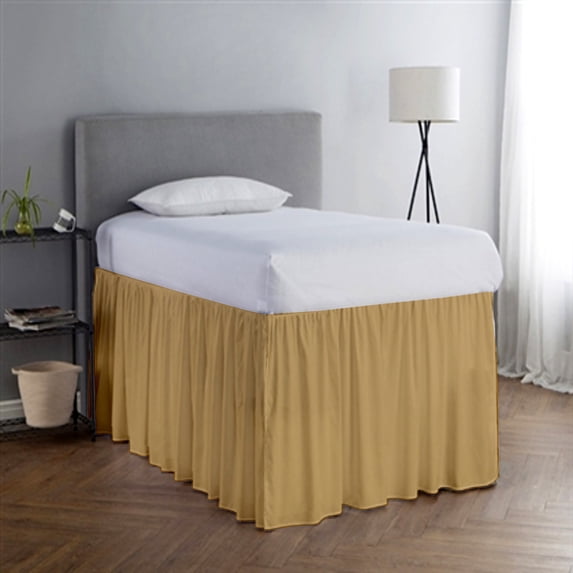 College Dorm Room Dust Ruffled Bed Skirt Extended Extra Long Bed Skirt, 100% Egyptian Cotton, 400-Thread-Count, 20-Inch Drop Extra Long Dorm Room Bed Skirt - Taupe, Twin XL - 39" x 80"