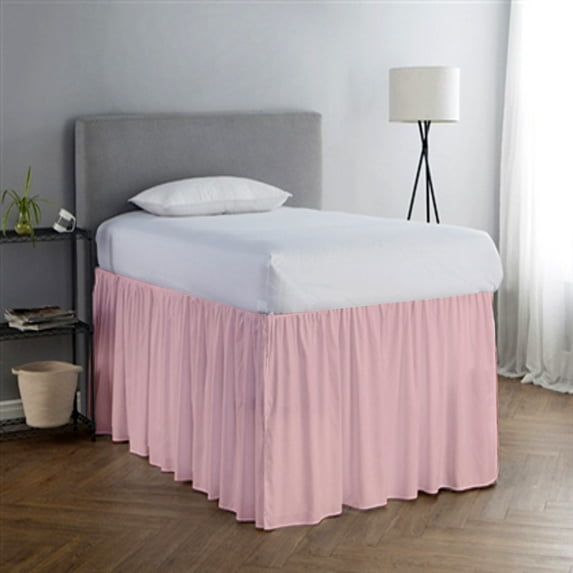 College Dorm Room Dust Ruffled Bed Skirt Extended Extra Long Bed Skirt, 100% Egyptian Cotton, 400-Thread-Count, 36-Inch Drop Extra Long Dorm Room Bed Skirt - Pink, Twin XL - 39" x 80"