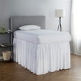 thumbnail image 1 of College Dorm Room Dust Ruffled Bed Skirt Extended Extra Long Bed Skirt, 100% Egyptian Cotton, 400-Thread-Count, 42-Inch Drop Extra Long Dorm Room Bed Skirt - White, Twin XL - 39" x 80", 1 of 6