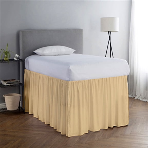 College Dorm Room Dust Ruffled Bed Skirt Extended Extra Long Bed Skirt, 100% Egyptian Cotton, 400-Thread-Count, 50-Inch Drop Extra Long Dorm Room Bed Skirt - Peach, Twin XL - 39" x 80"