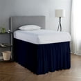 thumbnail image 1 of College Dorm Room Dust Ruffled Bed Skirt Extended Extra Long Bed Skirt, 100% Egyptian Cotton, 400-Thread-Count, 40-Inch Drop Extra Long Dorm Room Bed Skirt - Navy Blue, Twin XL - 39" x 80", 1 of 6