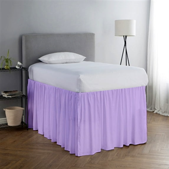 College Dorm Room Dust Ruffled Bed Skirt Extended Extra Long Bed Skirt, 100% Egyptian Cotton, 400-Thread-Count, 42-Inch Drop Extra Long Dorm Room Bed Skirt - Lilac, Twin XL - 39" x 80"