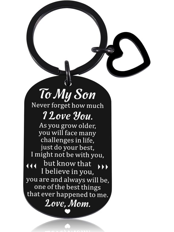 College Dorm Room Essentials for Son from Mom Back to School Supplies for Guys Birthday Keychain Gifts for Sons to My Son Keychain 21st Birthday Key Chain Gift for Him First Day of Schools Sign