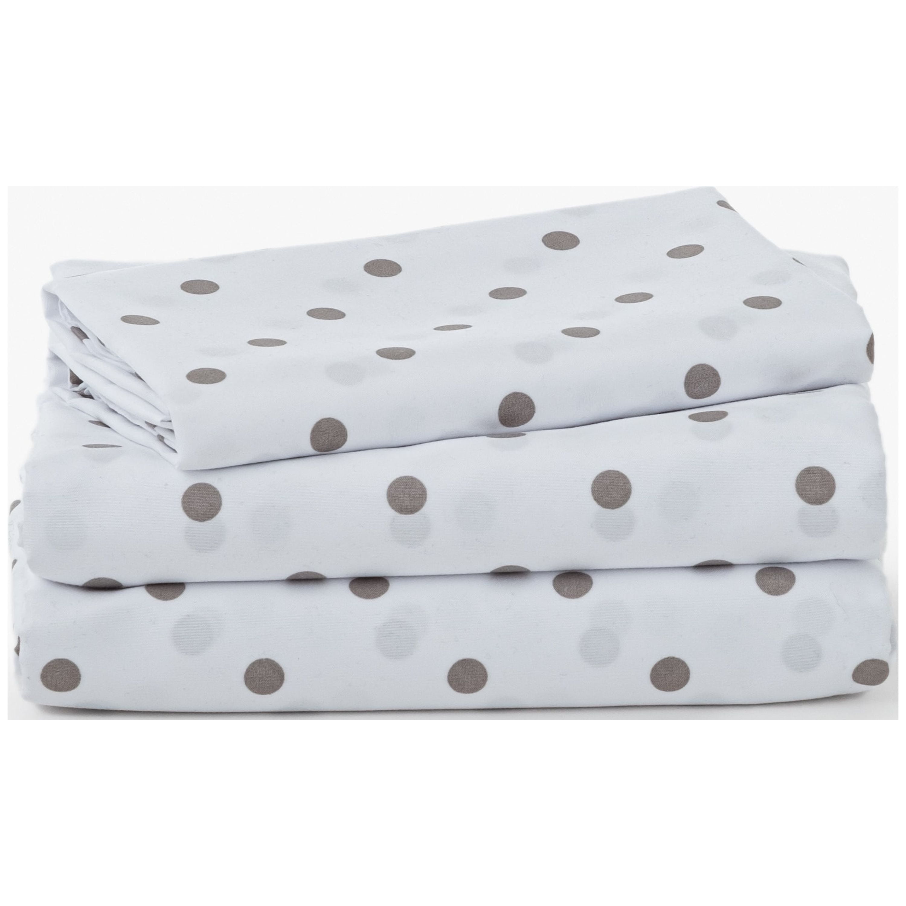College Dorm Sheet Set in Gray Polka Dot Twin XL Size Light Gray Dot on White Soft Microfiber Deep Pockets by Dawn