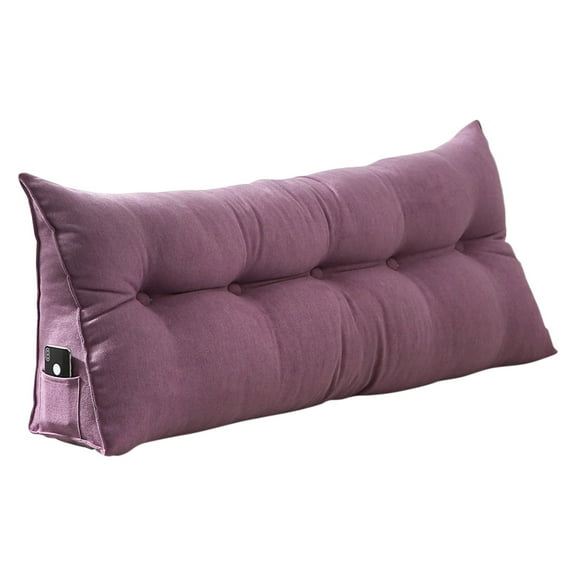 College Dormitory Headboard Pillow, Double Bed Plush Backrest, Purple Tech Fabric Bunk Bed Cushion, Reading Supportive Lumbar Pillow, Versatile Sofa Bed Rest Pillow with Side Pocket One Size