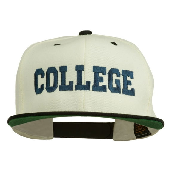College Embroidered Snapback Cap - Natural Black OSFM