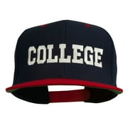 College Embroidered Snapback Cap - Navy Red OSFM