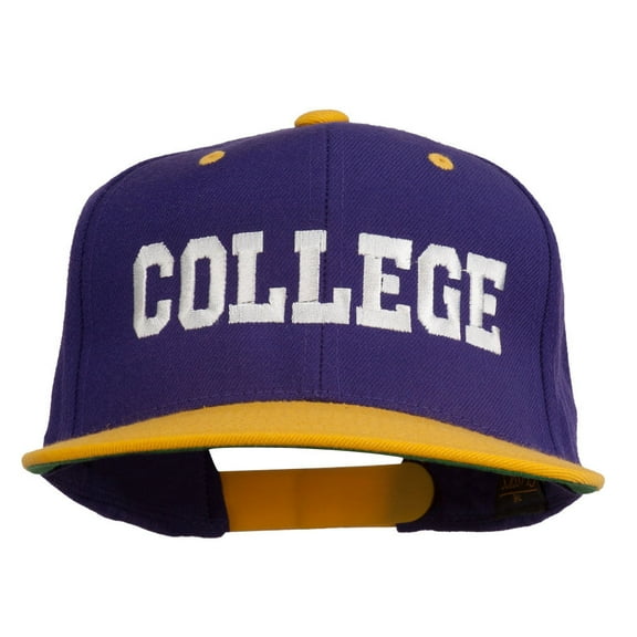 College Embroidered Snapback Cap - Purple Gold OSFM