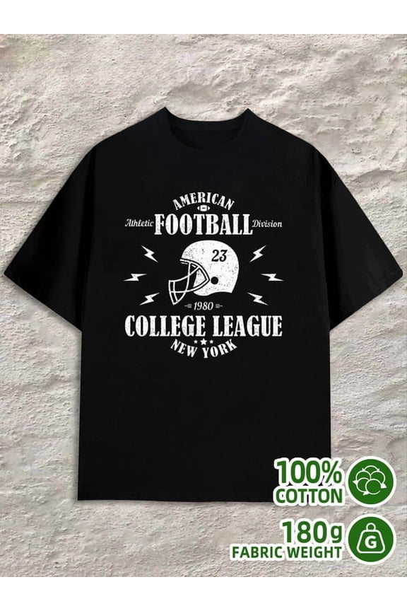 College Football men black 180G 100% Cotton Breathable fabric,round neck,short sleeves Vintage Unisex Shirt Printed tshirts Original Unisex Shirt Graphic tshirts