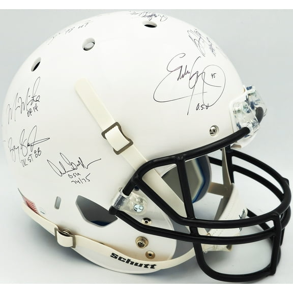 College Football's Best Heisman Winners Autographed White Shutt Auth Full Size Helmet With 24 Signatures Including Barry Sanders Steiner Holo #SS149806