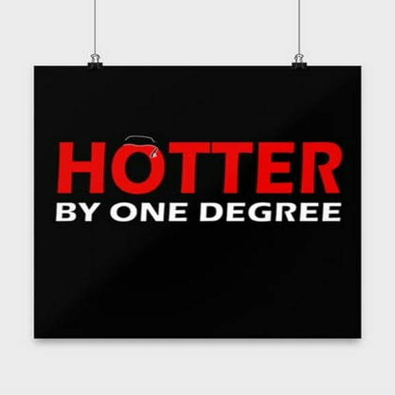 College Grad Poster, Hotter By One Degree, Graduation Wall Art Gift, Black 16x16in Poster