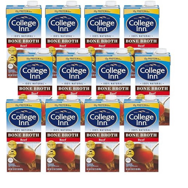 College Inn 100 Natural Beef Bone Broth, 32 fl Ounce (Pack of 12