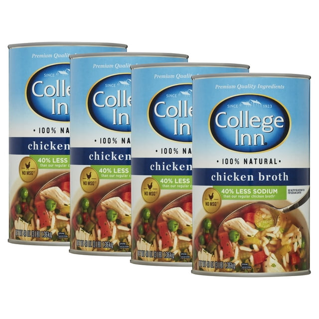 (4 pack) College Inn 40 Less Sodium Chicken Broth, 48 oz Can