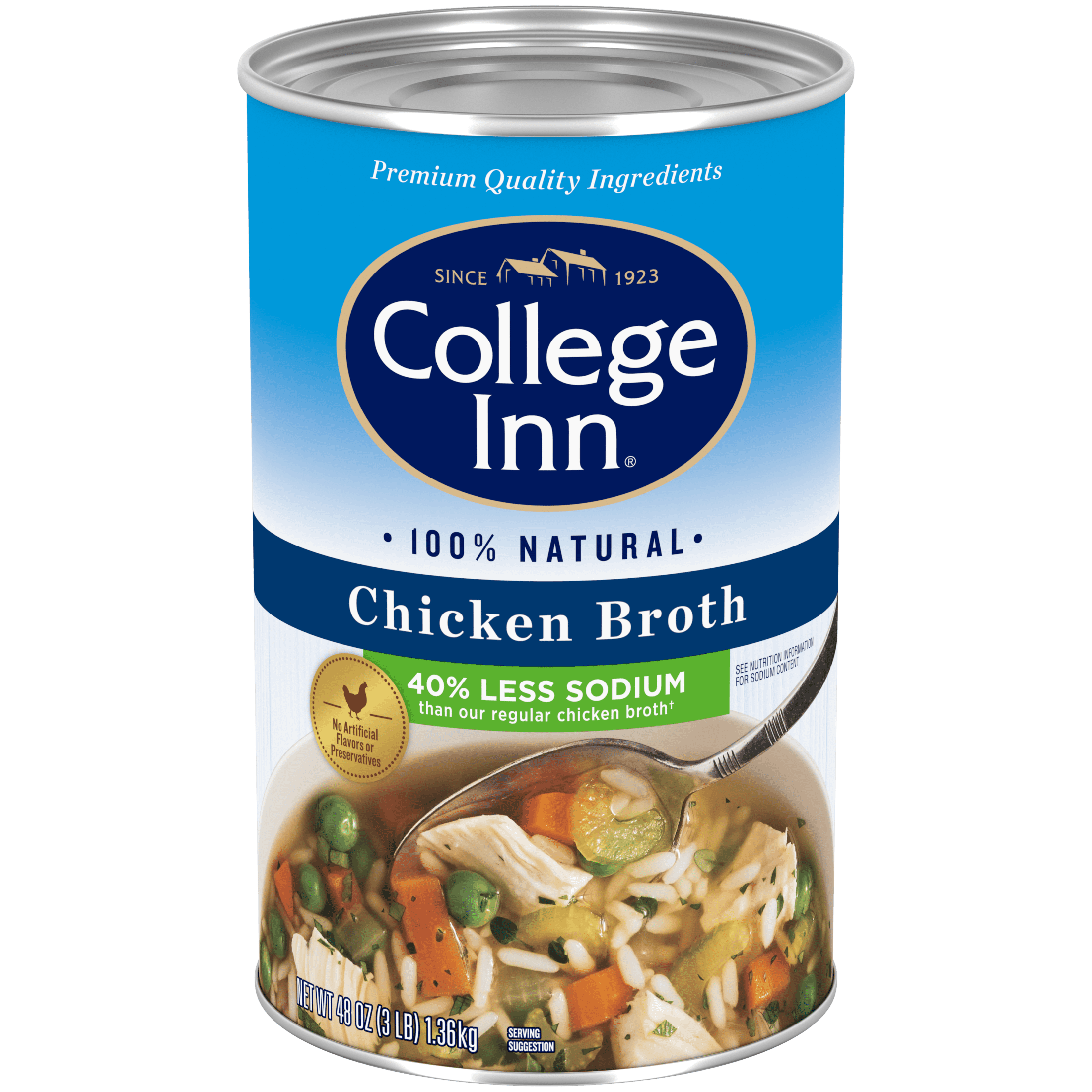 College Inn 40% Less Sodium Chicken Broth, 48 oz Can