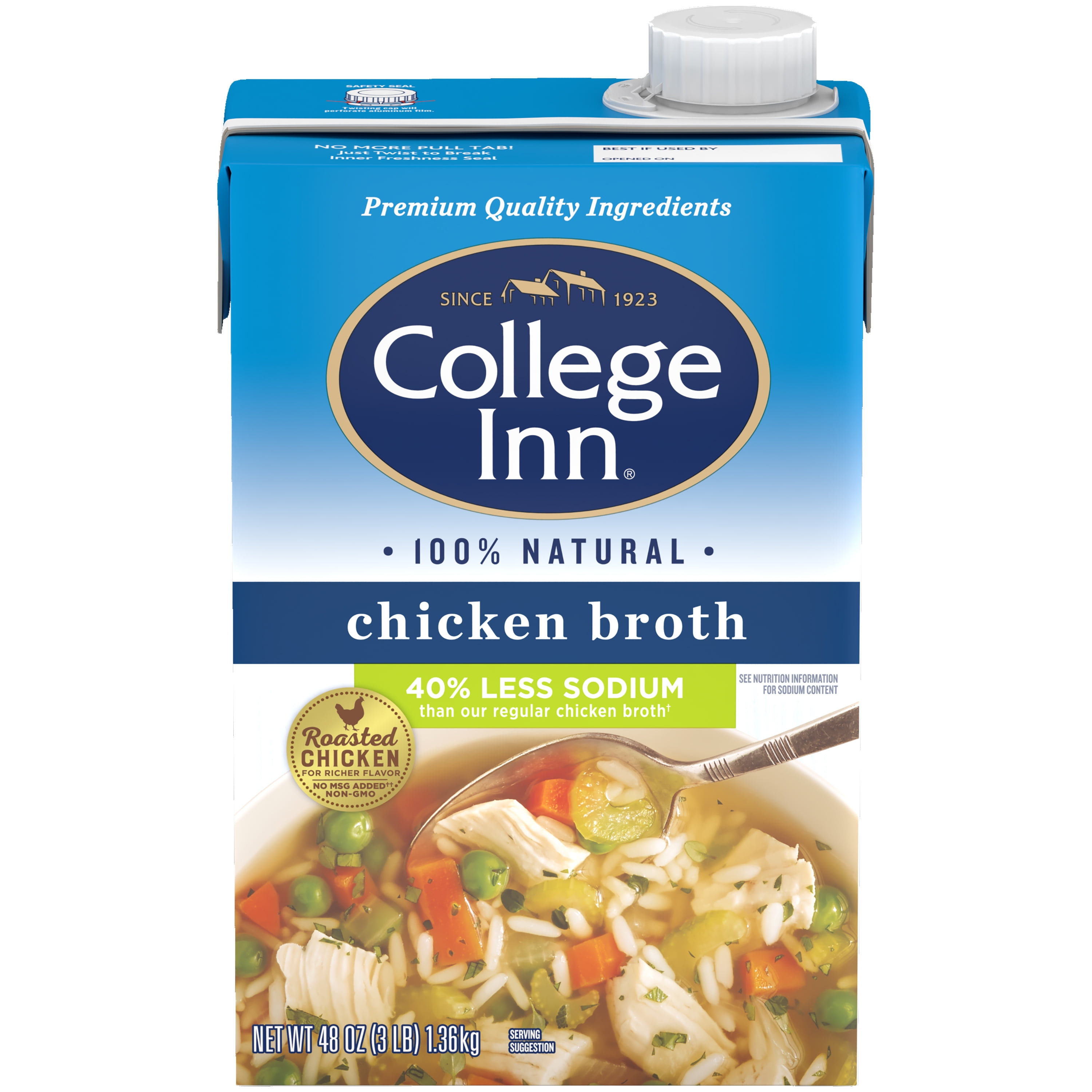 College Inn 40 Less Sodium Chicken Broth, 48 oz Carton