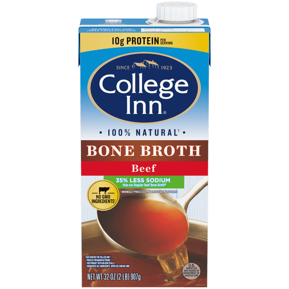 College Inn Reduced Sodium Beef Bone Broth, 32 oz Carton