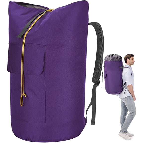 College Laundry Bag Extra Large Heavy Duty, Purple 115L Laundry Backpack Bag, Dorm Laundry Bag with Straps, Large Laundry Bags, Clothes Hamper Bag for College, Travel, Camp, Apartment, Laundromat