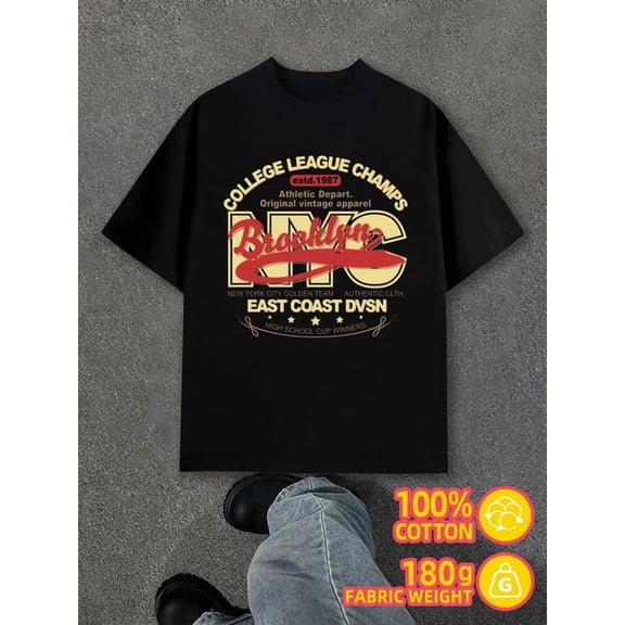 College League Champs men's black 180G 100% Cotton Everyday wear,suitable for the office,dates,and going out Classic Unisex Shirt Graphic tshirts Basic Unisex Shirt Graphic tshirts