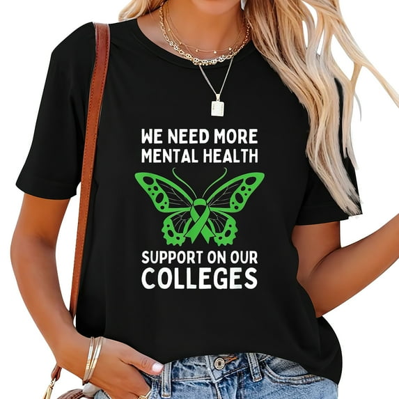 College Mental Health Awareness Graphic Tee for Women - Trendy & Unique Design