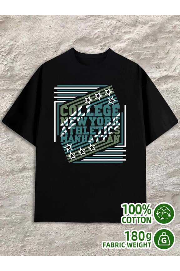 College NY Athletics men's 180G Cotton black Fashion Unisex Shirt Cotton tshirts Funny Unisex Shirt Graphic Tee tshirts Trendy Unisex Shirt Graphic Tee tshirts