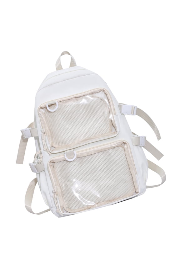 College Nylon Shoulder Backpack Itabag Japanese Clear Pockets Large Capacity School Bag for Pin Display