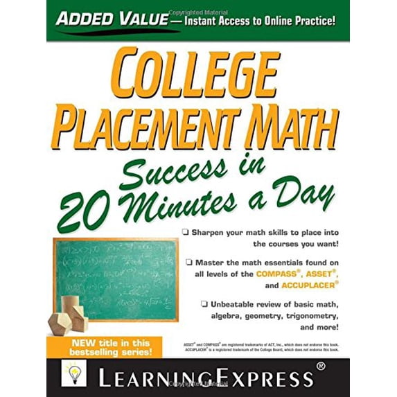 Pre-Owned College Placement Math Success in 20 Minutes a Day (Paperback) 1576859118 9781576859117