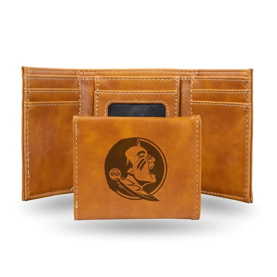 College Rico Industries Florida State Seminoles Brown Laser Engraved Trifold Laser Engraved Tri-Fold Wallet - Men's Accessory