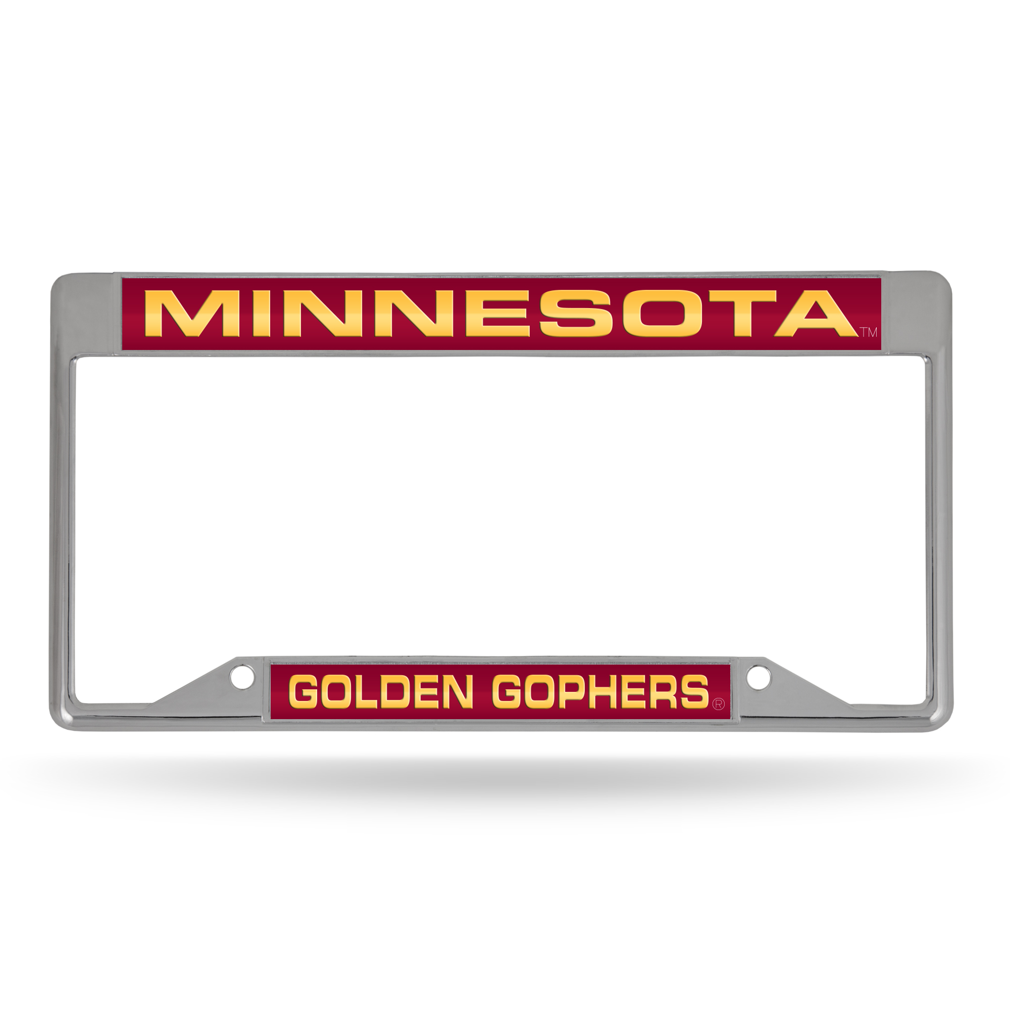 College Rico Industries Minnesota Golden Gophers  Chrome Laser License Frame 12" x 6" 12" x 6" Laser Cut Chrome Frame - Car/Truck/SUV Automobile Accessory - image 1 of 8