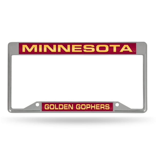 College Rico Industries Minnesota Golden Gophers  Chrome Laser License Frame 12" x 6" 12" x 6" Laser Cut Chrome Frame - Car/Truck/SUV Automobile Accessory
