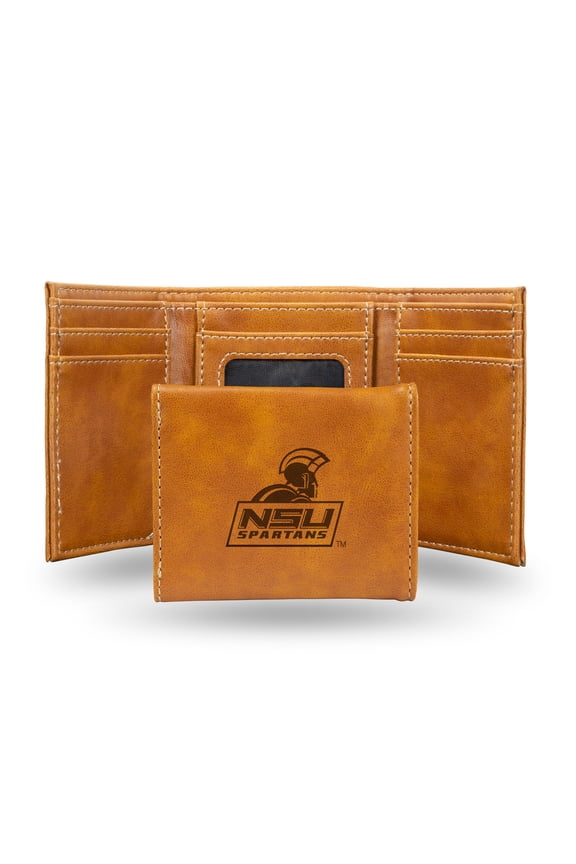 College Rico Industries Norfolk State Spartans Brown Laser Engraved Trifold Laser Engraved Tri-Fold Wallet - Men's Accessory