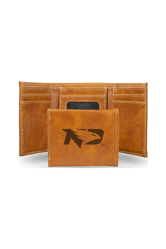 College Rico Industries North Dakota Fighting Brown Laser Engraved Trifold Laser Engraved Tri-Fold Wallet - Men's Accessory