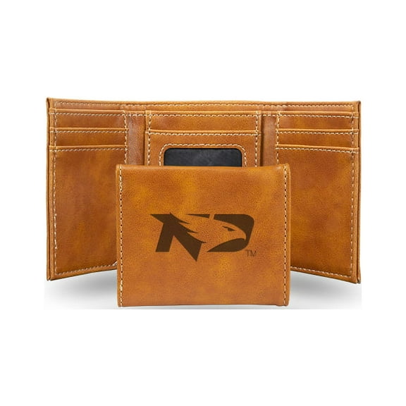 College Rico Industries North Dakota Fighting Brown Laser Engraved Trifold Laser Engraved Tri-Fold Wallet - Men's Accessory