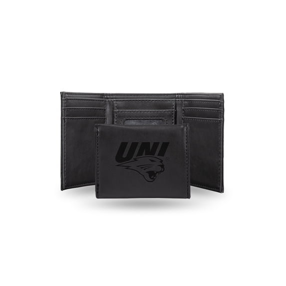 College Rico Industries Northern Iowa Black Laser Engraved Trifold Laser Engraved Tri-Fold Wallet - Men's Accessory