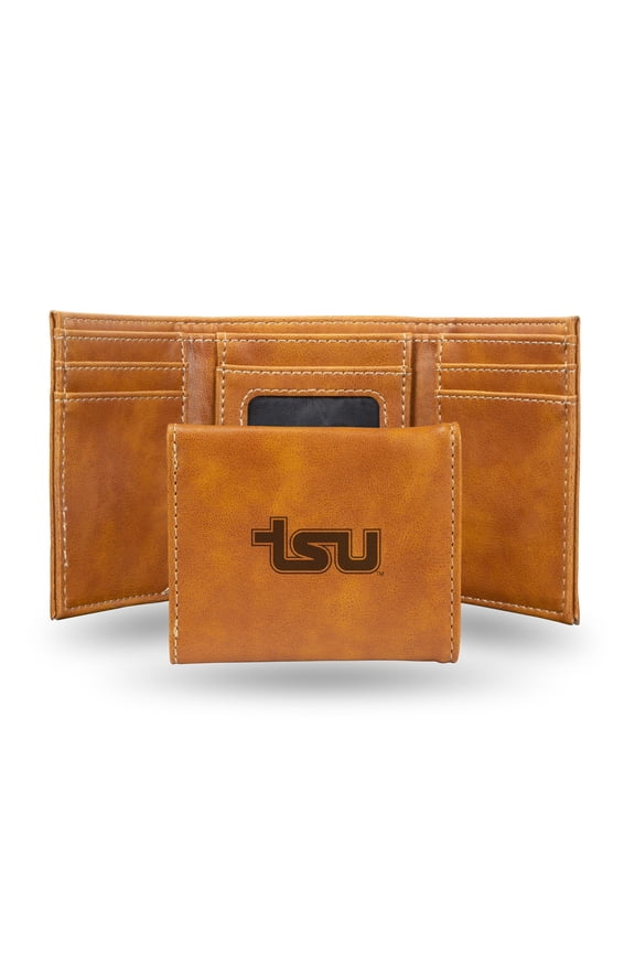 College Rico Industries Tennessee State Tigers Brown Laser Engraved Trifold Laser Engraved Tri-Fold Wallet - Men's Accessory
