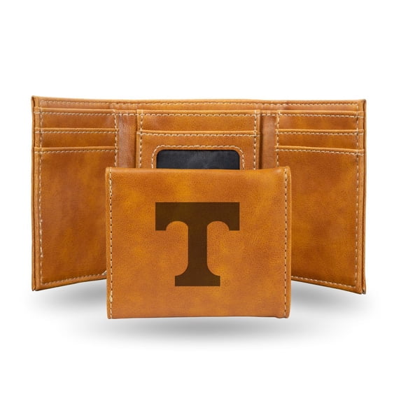 College Rico Industries Tennessee Volunteers Brown Laser Engraved Trifold Laser Engraved Tri-Fold Wallet - Men's Accessory