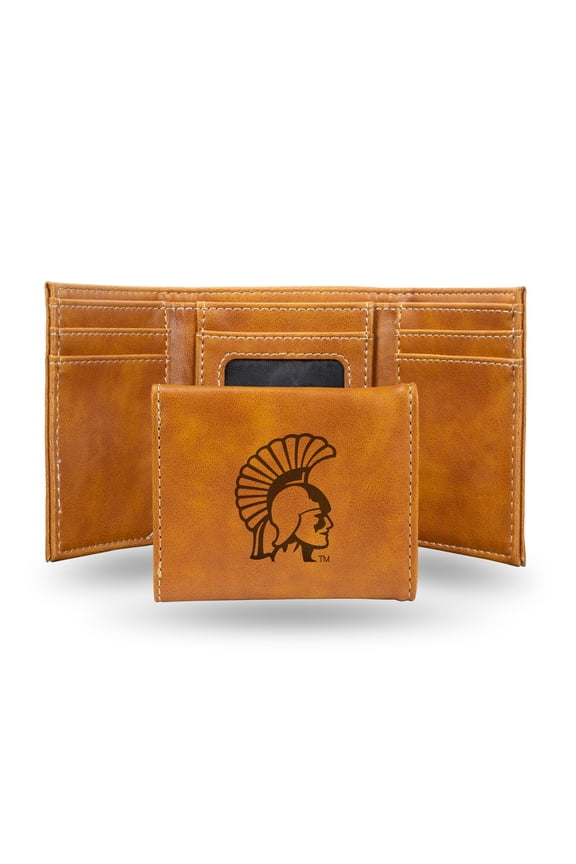 College Rico Industries Winona State  Laser Engraved Brown Tri-Fold Wallet - Men's Accessory